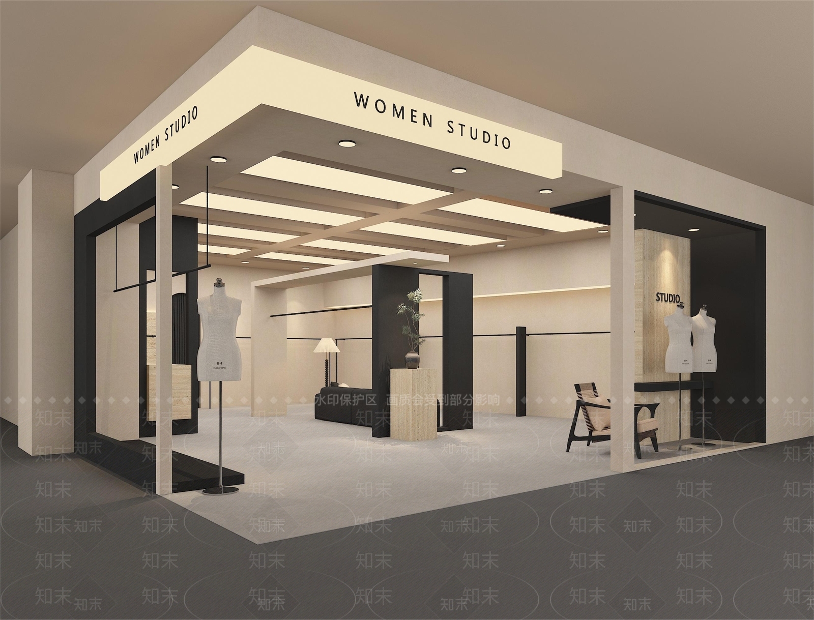 现代简约服装店3D模型下载【ID:1170292022】_知末3d模型网