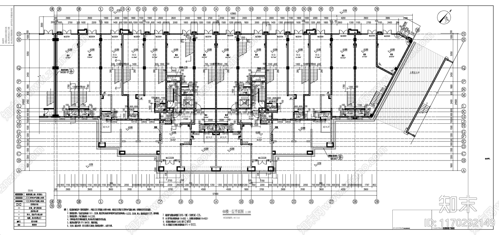 现代住宅楼建筑cad施工图下载【ID:1170292149】