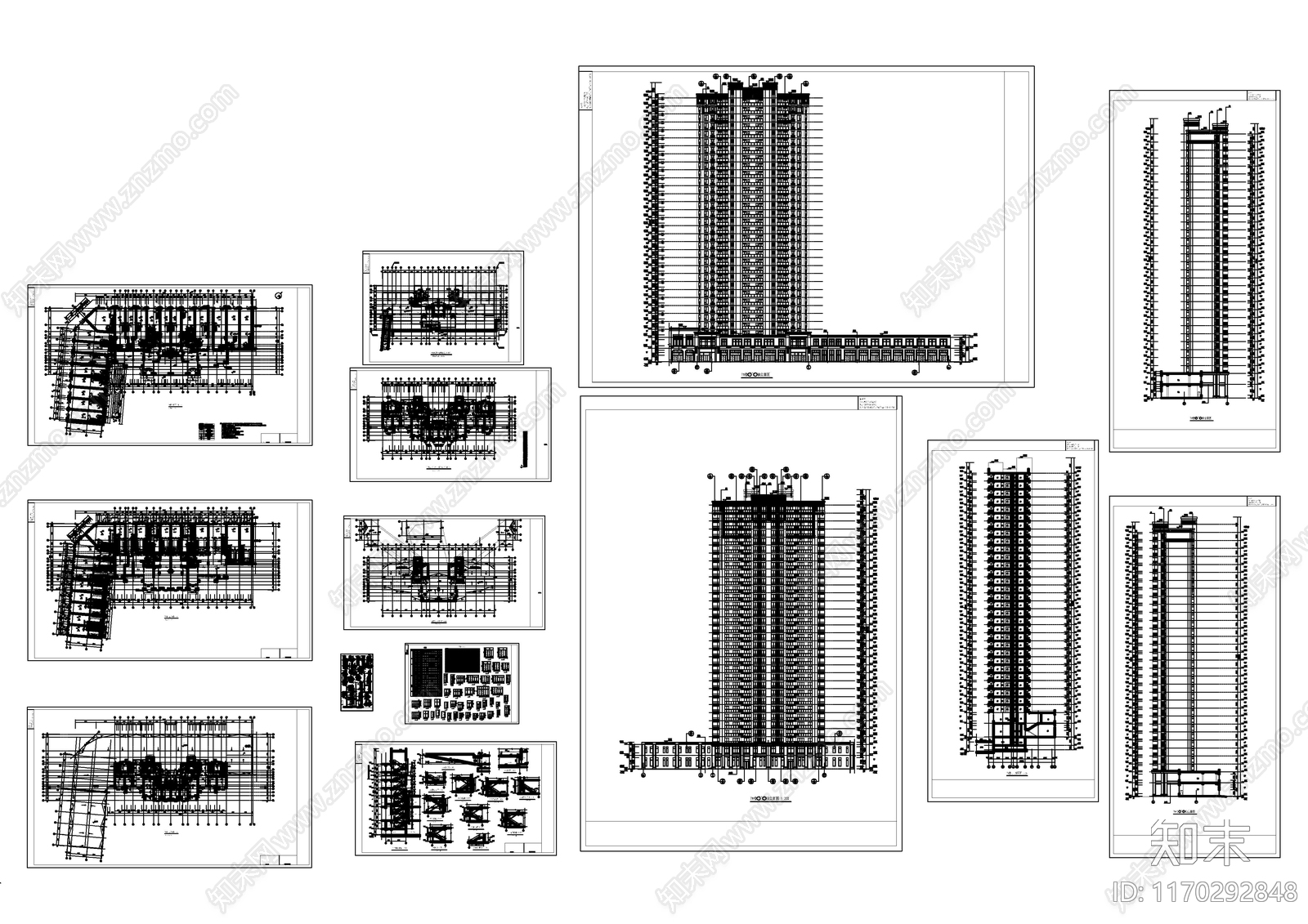 现代住宅楼建筑cad施工图下载【ID:1170292848】