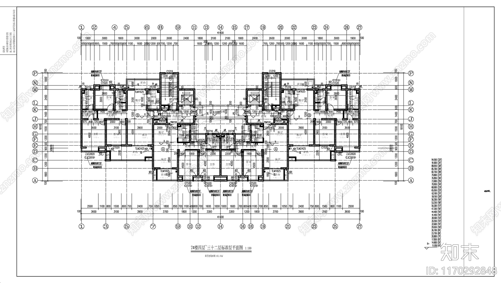 现代住宅楼建筑cad施工图下载【ID:1170292848】