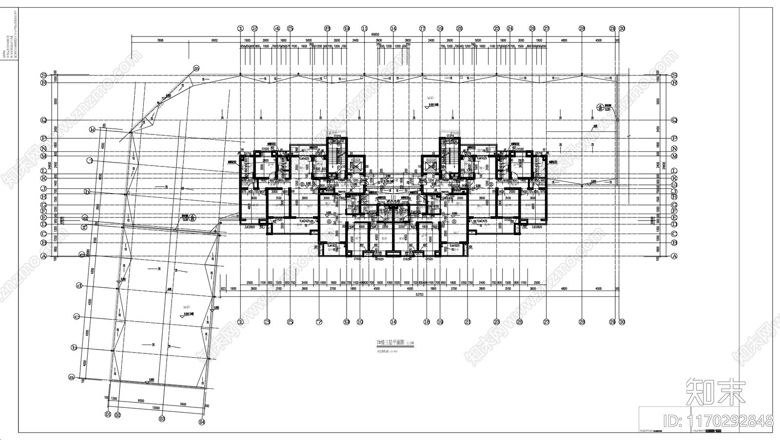 现代住宅楼建筑cad施工图下载【ID:1170292848】