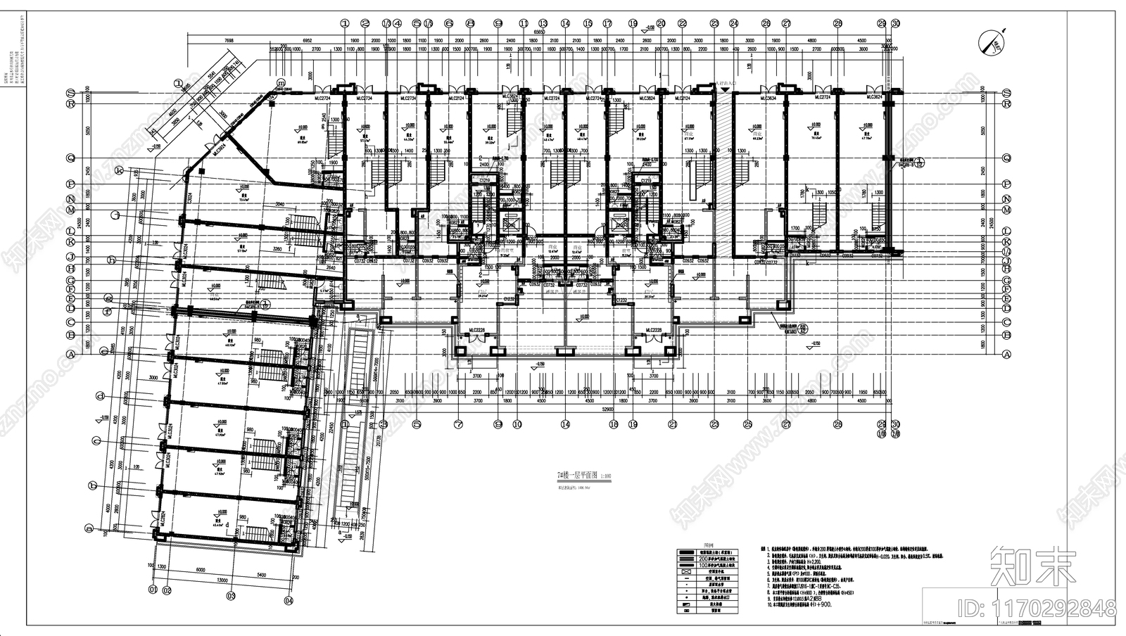 现代住宅楼建筑cad施工图下载【ID:1170292848】