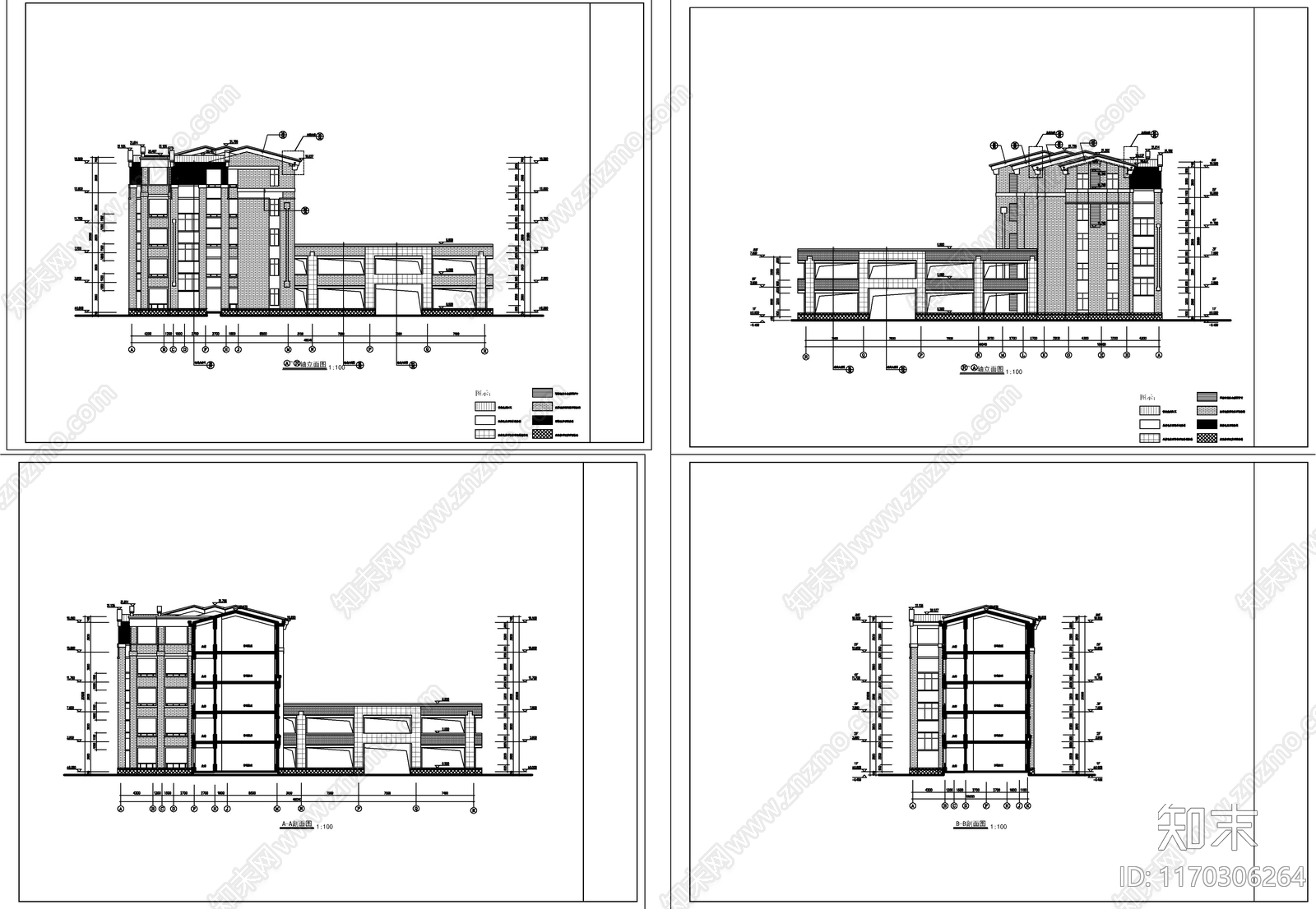 现代新中式学校建筑cad施工图下载【ID:1170306264】