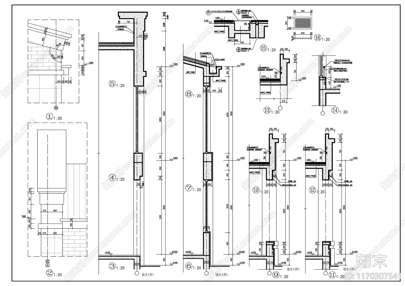 现代新中式学校建筑cad施工图下载【ID:1170307541】