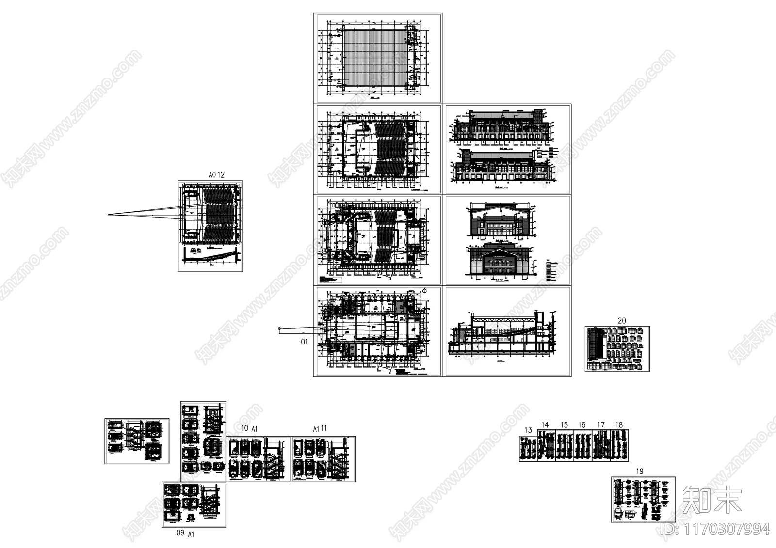 现代新中式学校建筑cad施工图下载【ID:1170307994】