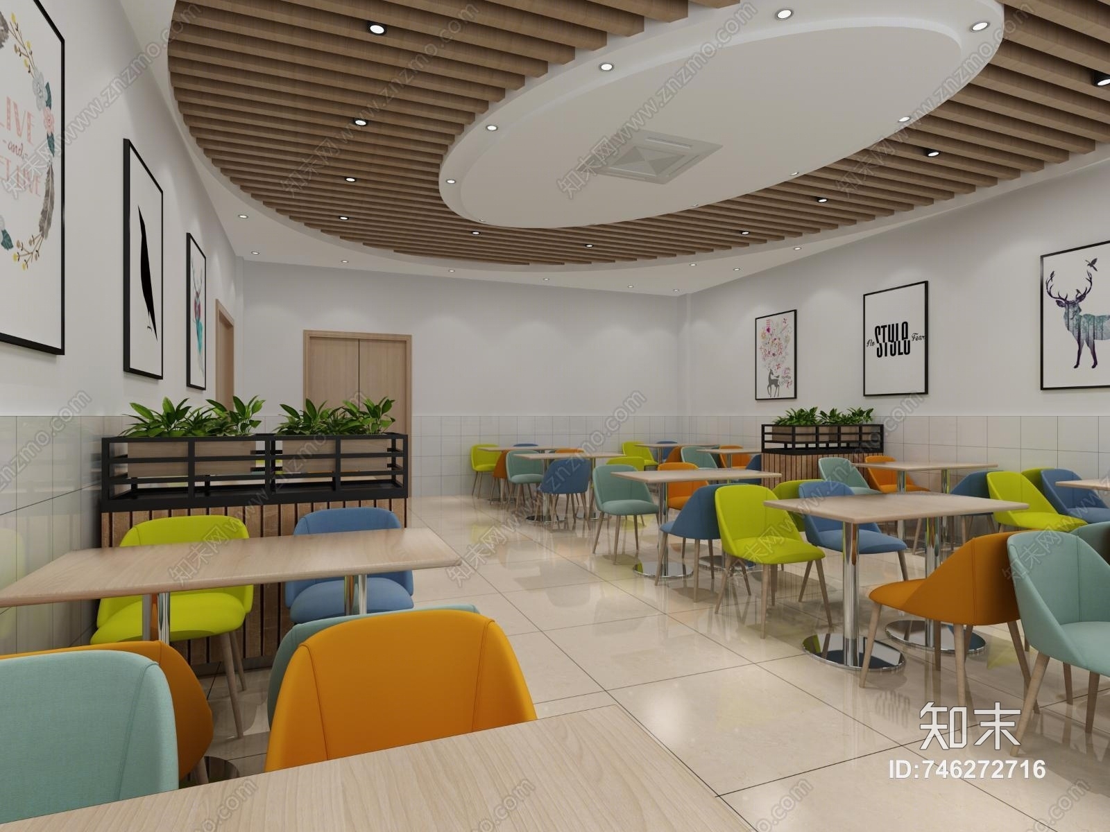 现代食堂3D模型下载【ID:746272716】