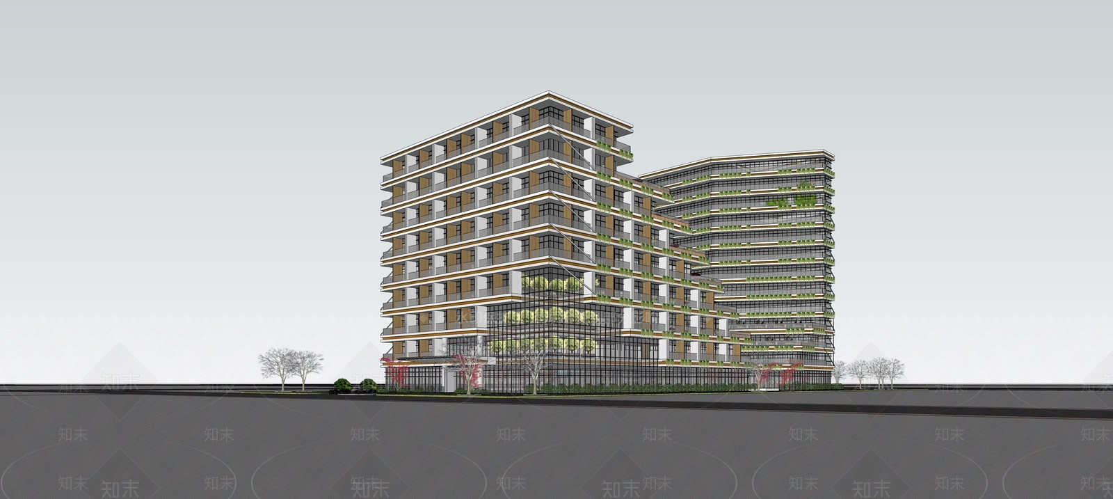 现代办公楼SU模型下载【ID:1170321039】