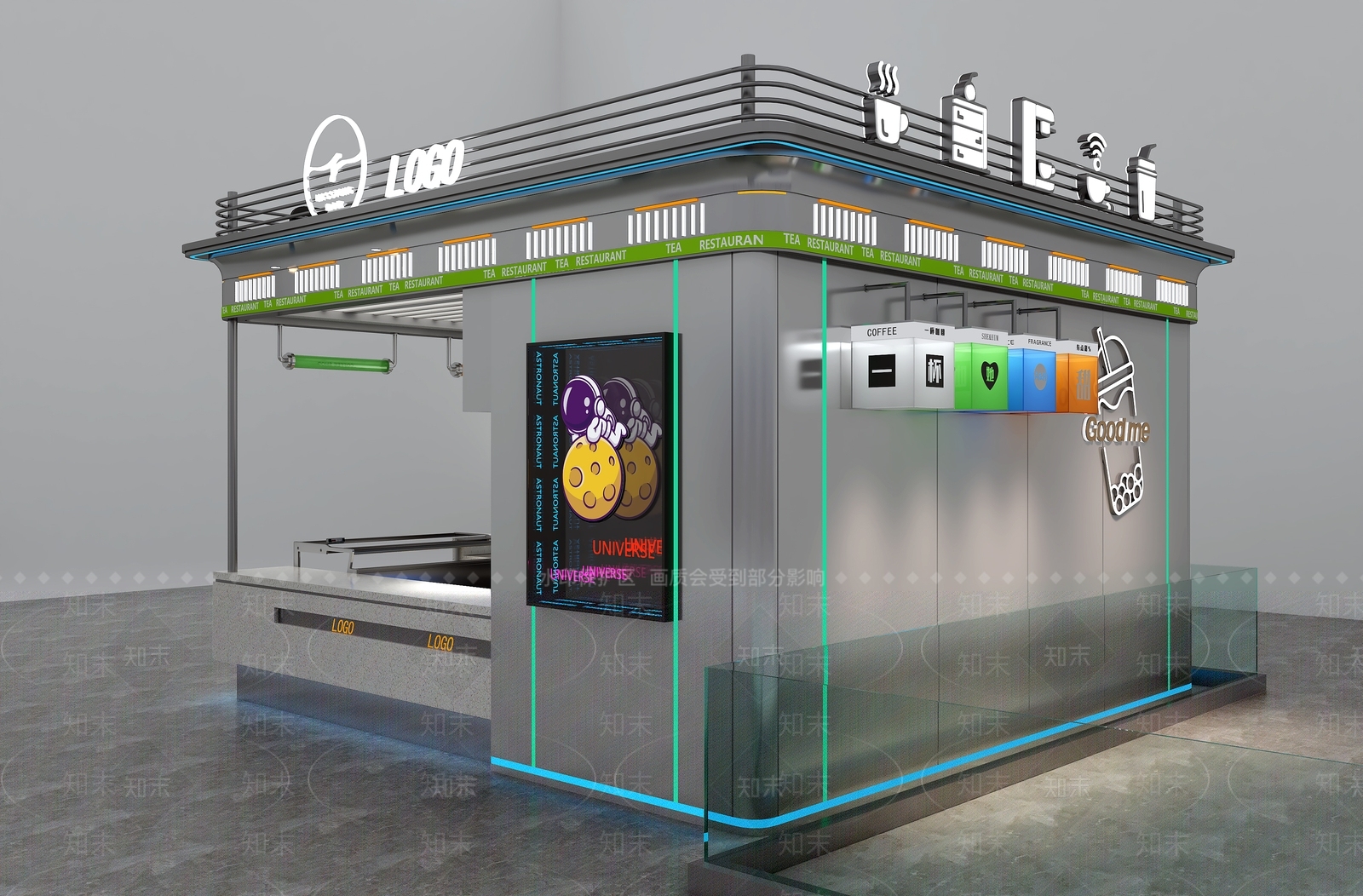 现代奶茶店3D模型下载【ID:1170315170】