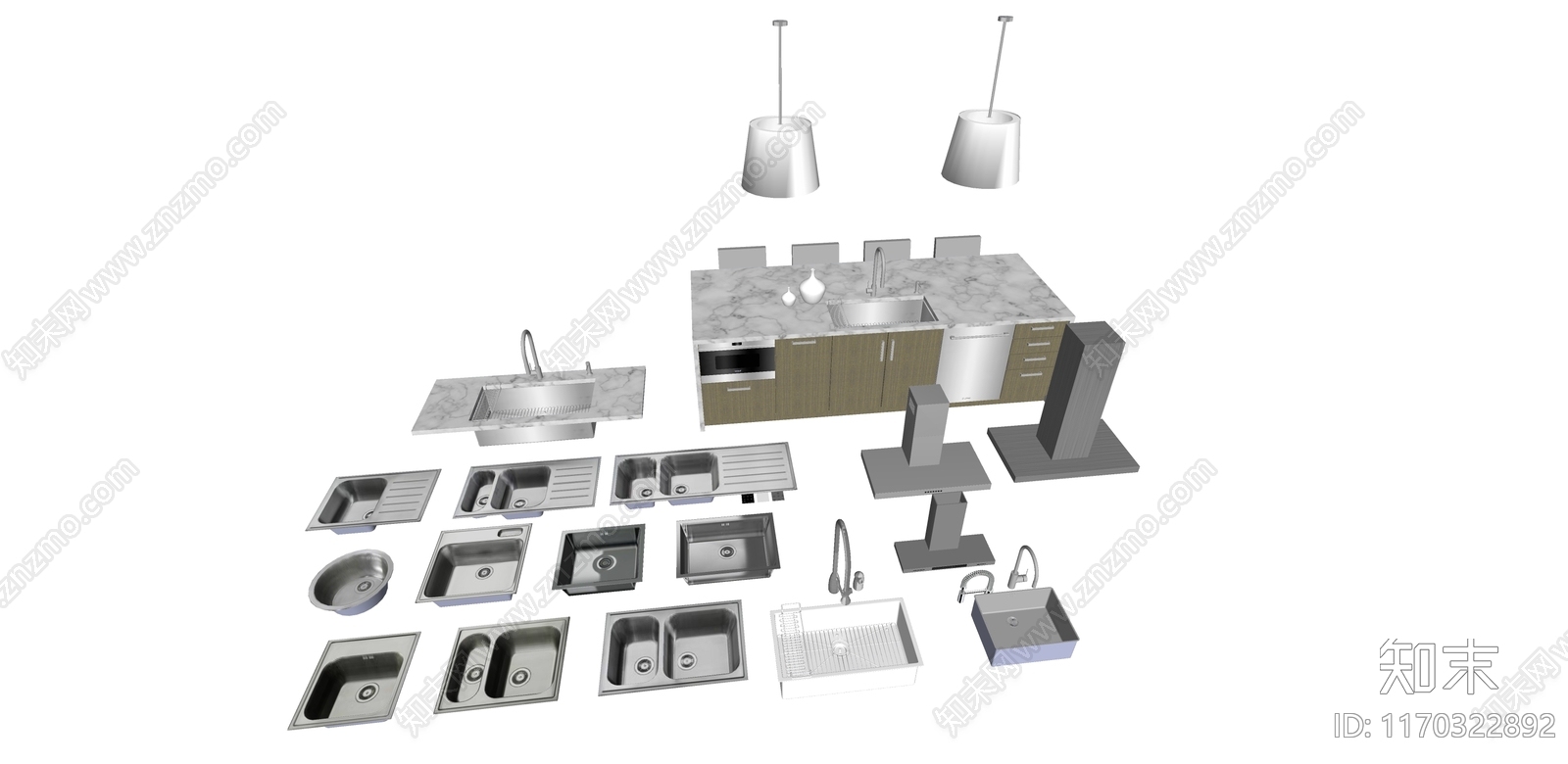 厨房用品组合SU模型下载【ID:1170322892】