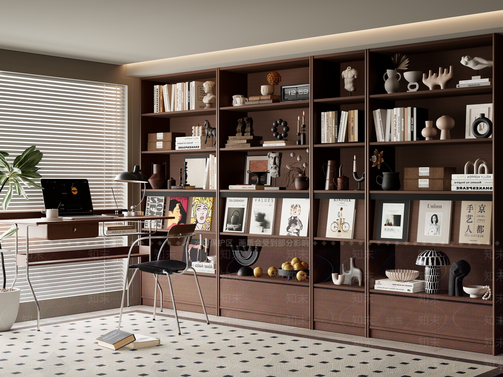 现代中古书房SU模型下载【ID:1170325502】