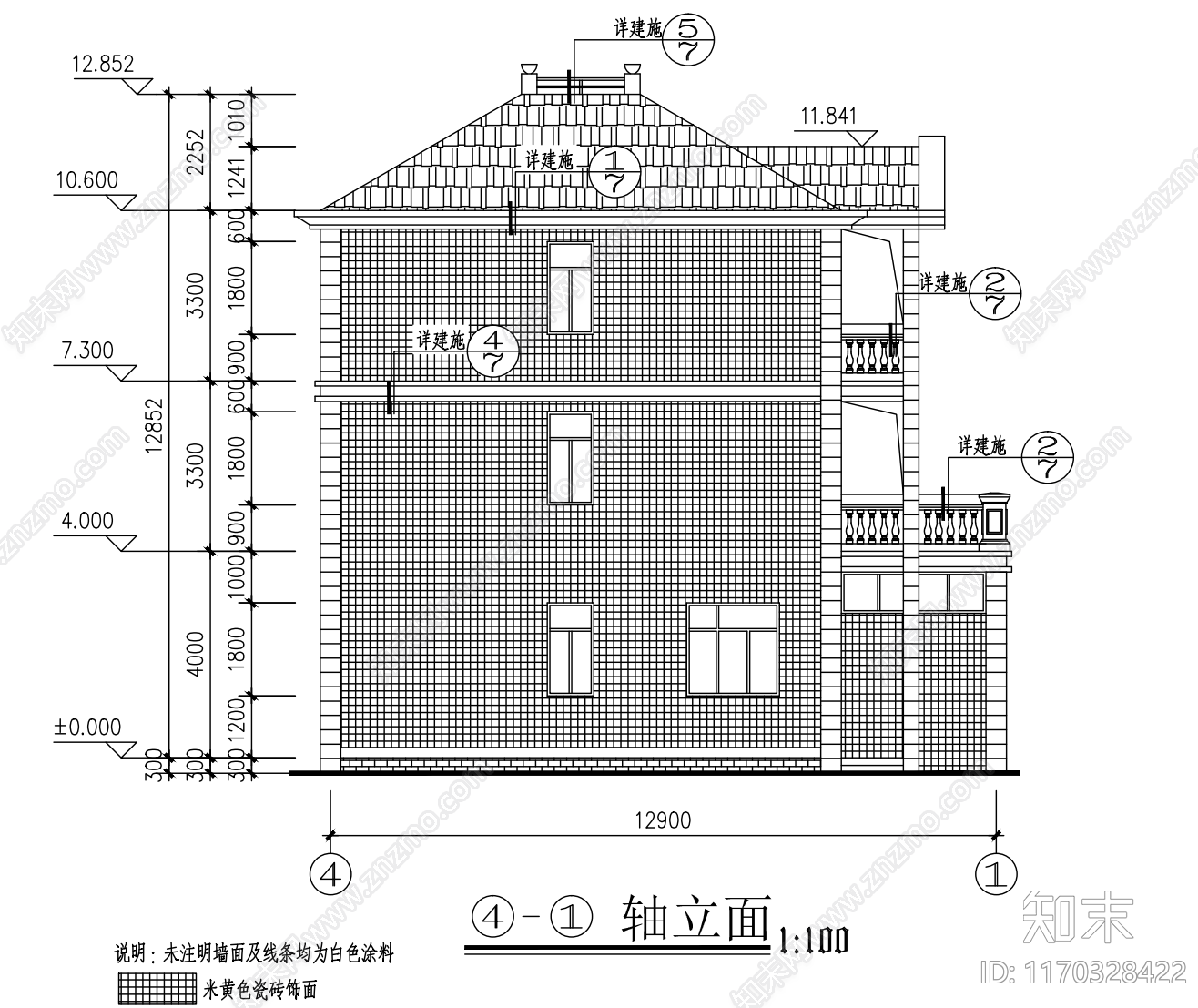 现代别墅建筑cad施工图下载【ID:1170328422】