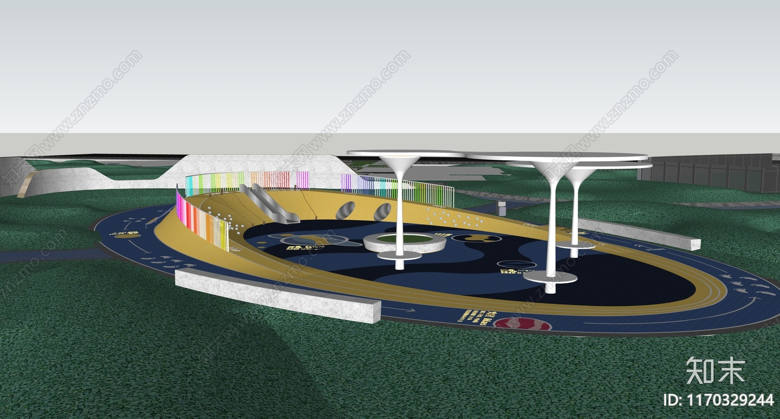 现代新中式儿童游乐区SU模型下载【ID:1170329244】