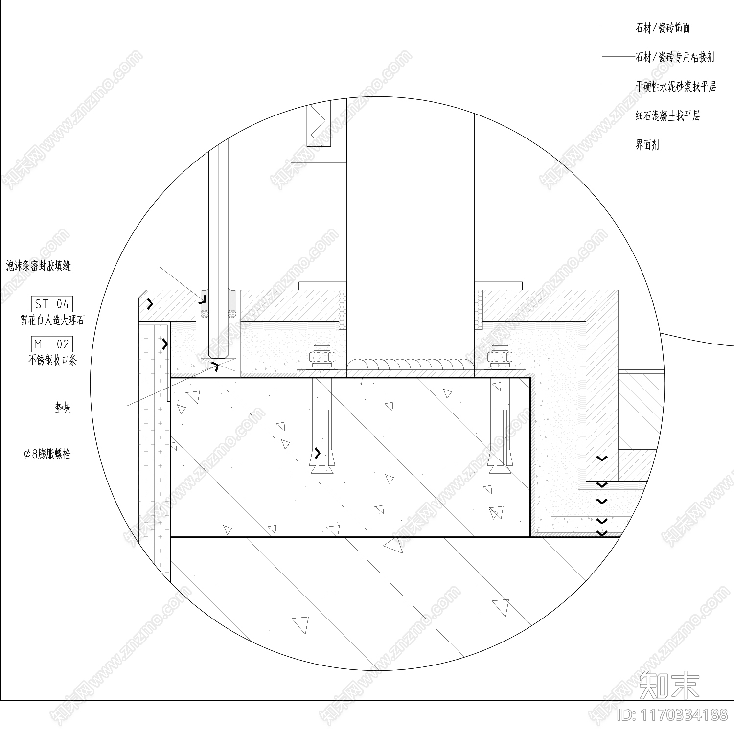 现代地面节点cad施工图下载【ID:1170334188】