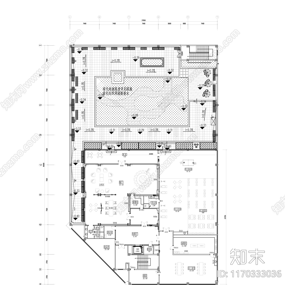 现代新中式屋顶花园施工图下载【ID:1170333036】