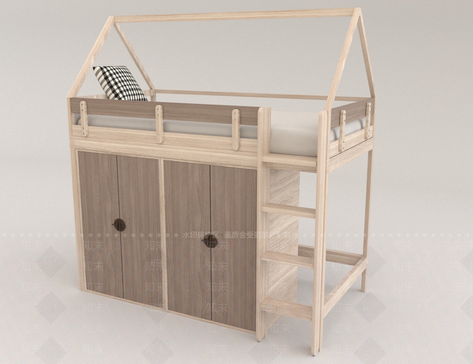 现代上下床3D模型下载【ID:1170336809】