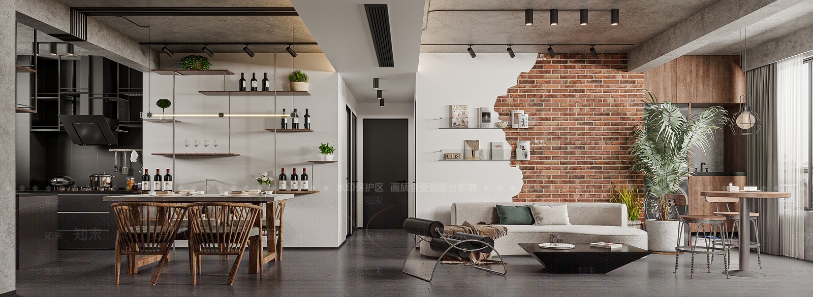 现代工业家居客厅3D模型下载【ID:1170345516】