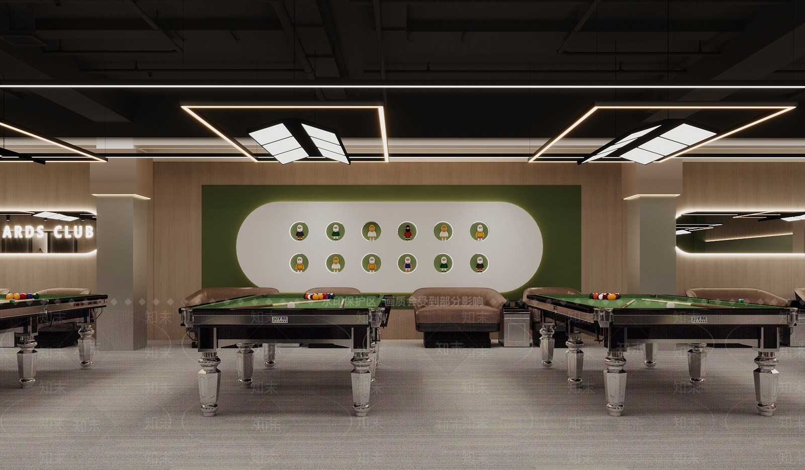 工业现代台球室3D模型下载【ID:1170346420】