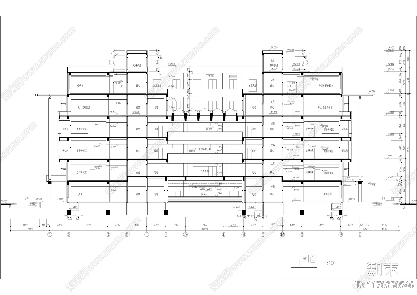 现代学校建筑cad施工图下载【ID:1170350546】