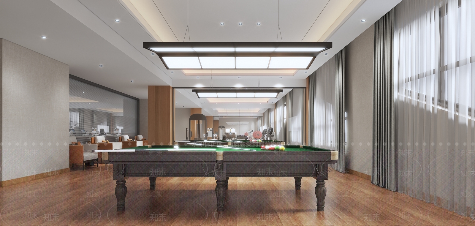 现代台球室3D模型下载【ID:1170354114】