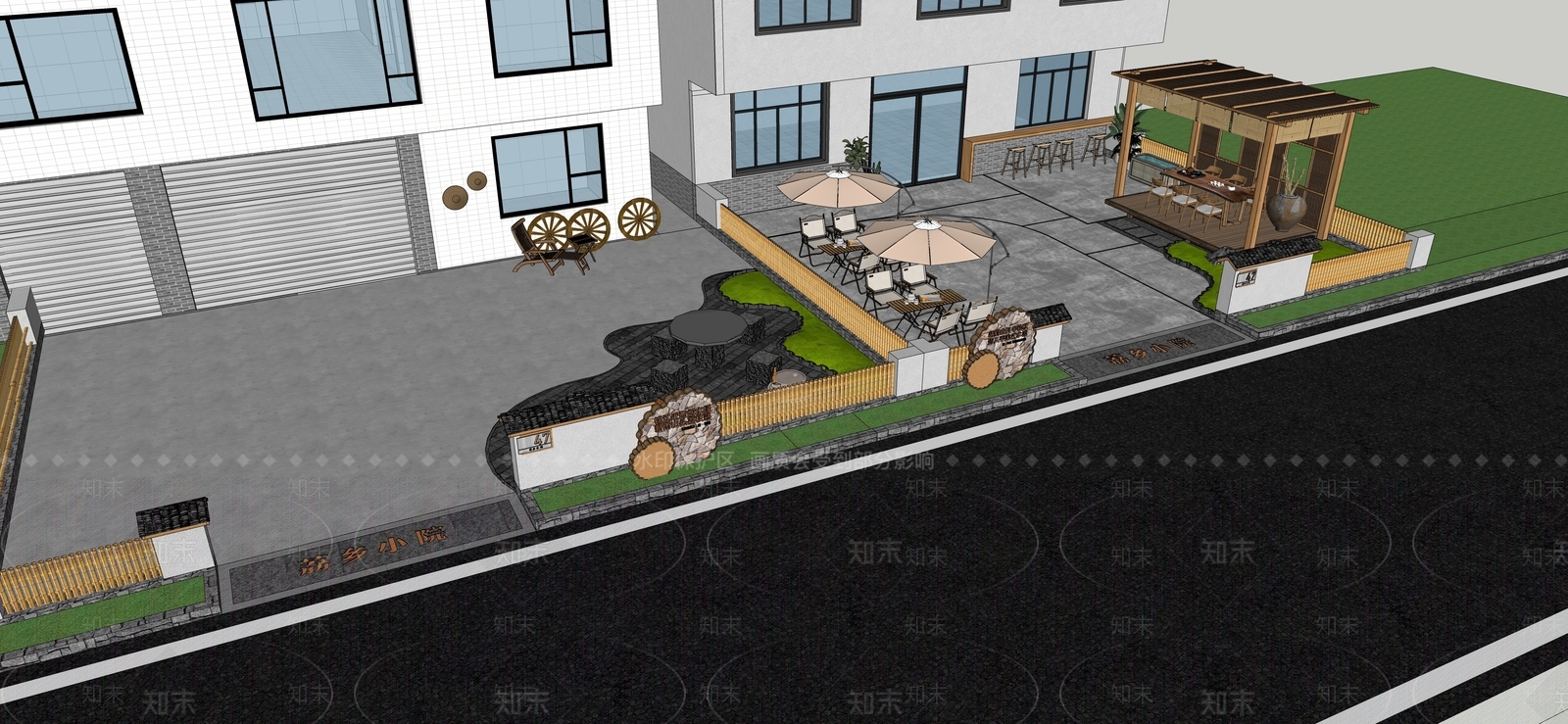 新中式乡村庭院SU模型下载【ID:1170354787】