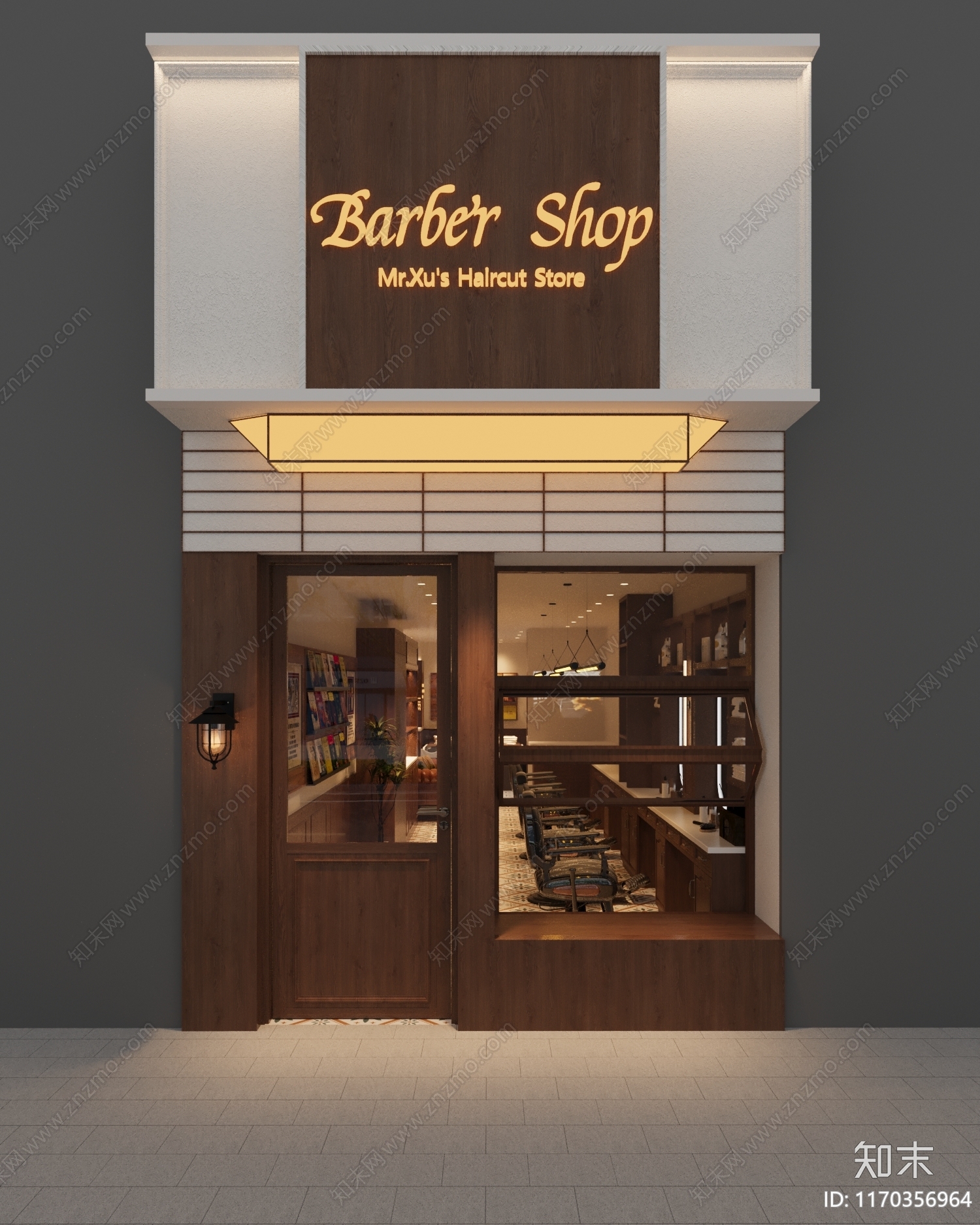 美式复古美发店3D模型下载【ID:1170356964】