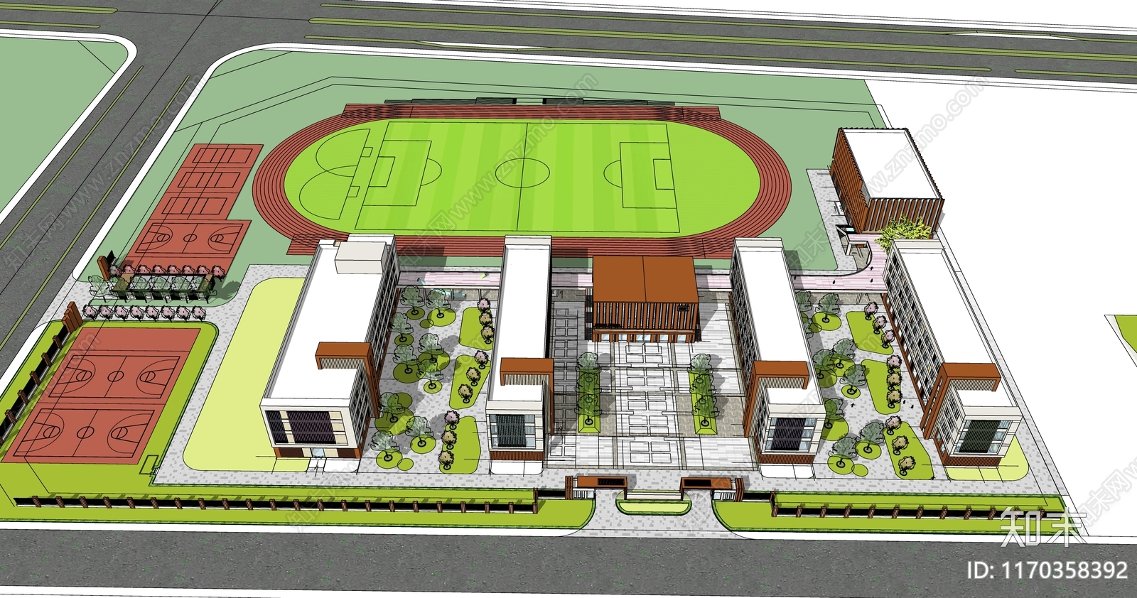 现代学校建筑SU模型下载【ID:1170358392】