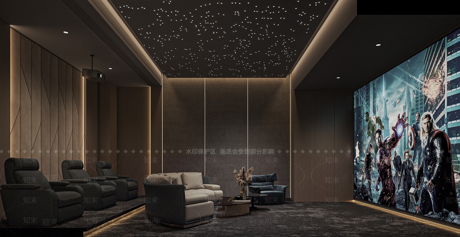 现代简约影音室3D模型下载【ID:1170358035】