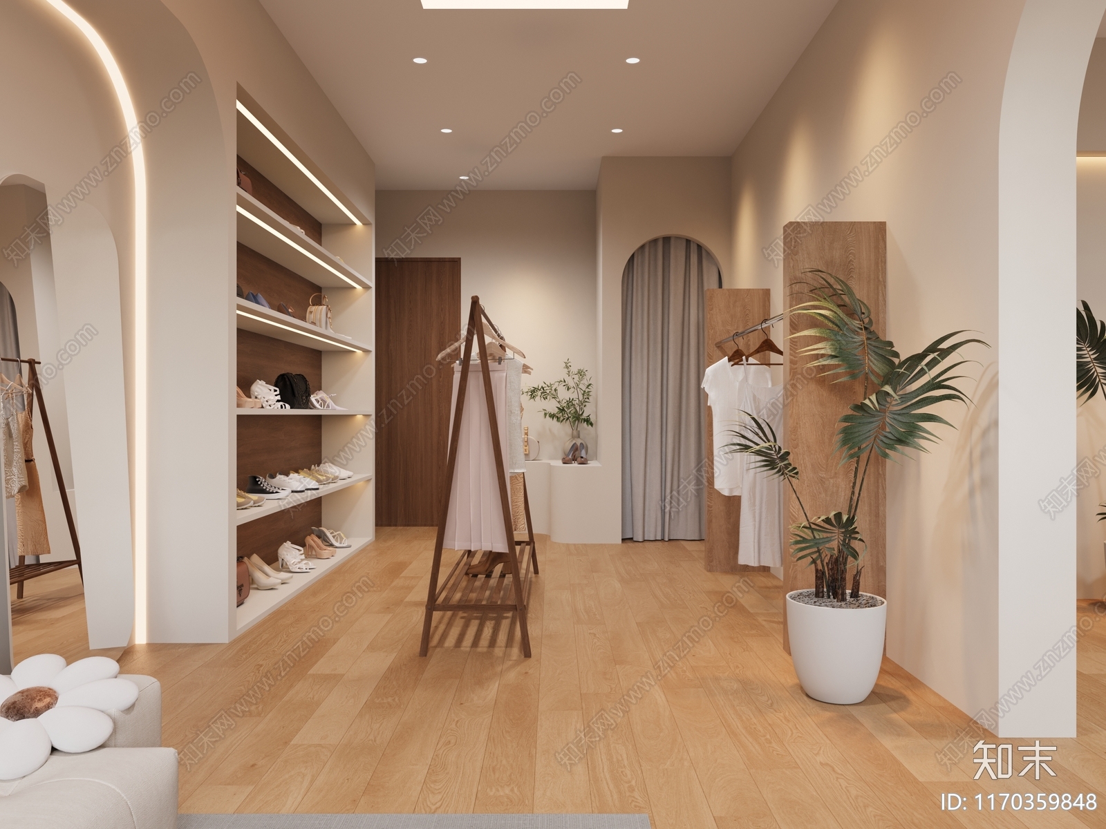 原木服装店3D模型下载【ID:1170359848】