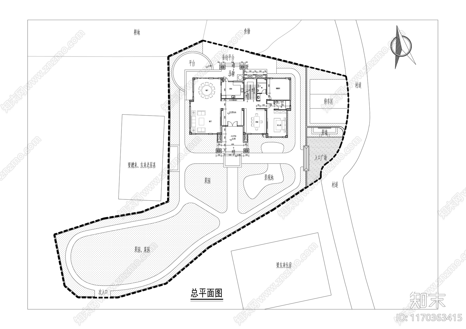 新中式简约别墅建筑cad施工图下载【ID:1170363415】