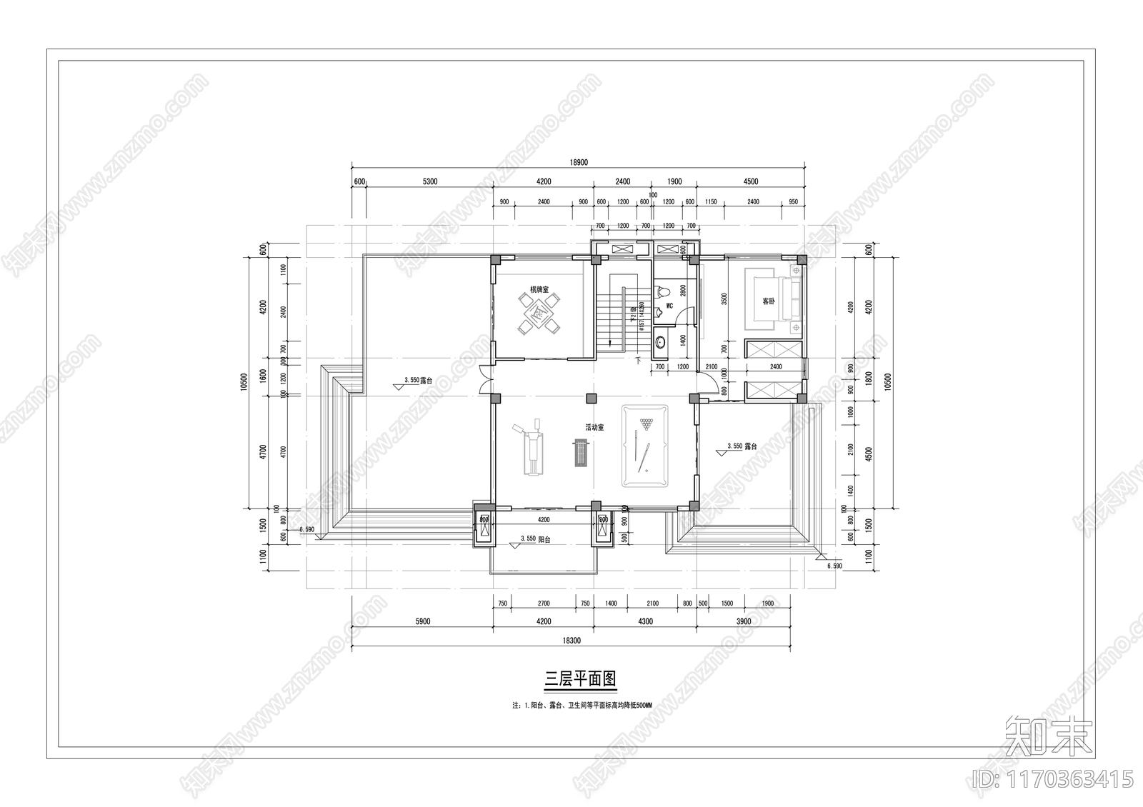 新中式简约别墅建筑cad施工图下载【ID:1170363415】