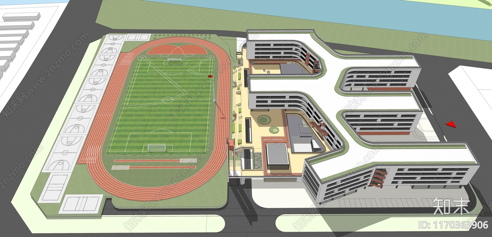 现代学校建筑SU模型下载【ID:1170363906】