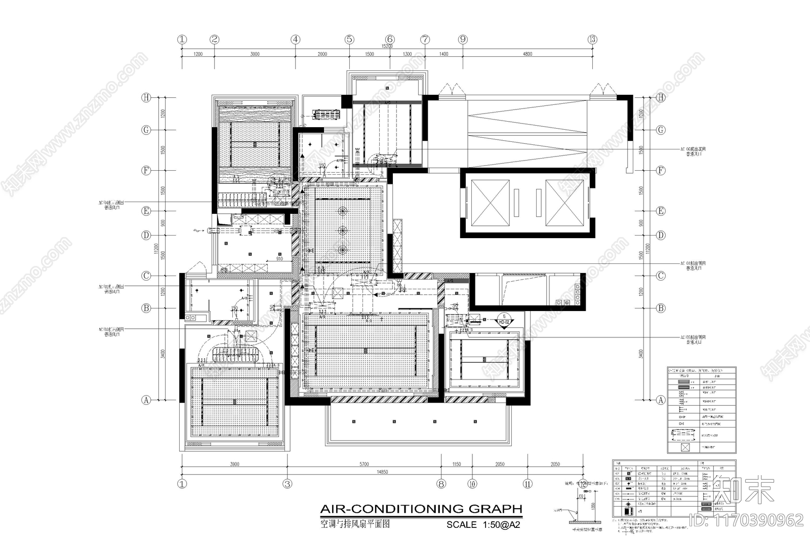 新中式中式整体家装空间cad施工图下载【ID:1170390962】