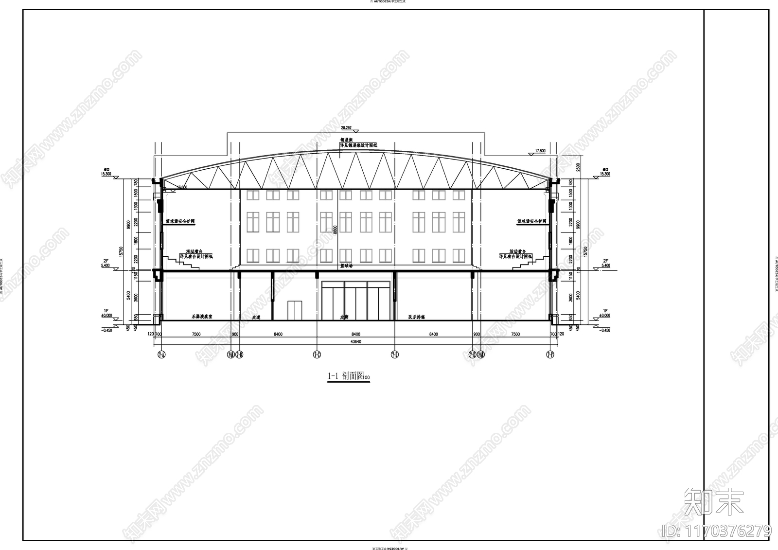 现代新中式学校建筑cad施工图下载【ID:1170376279】