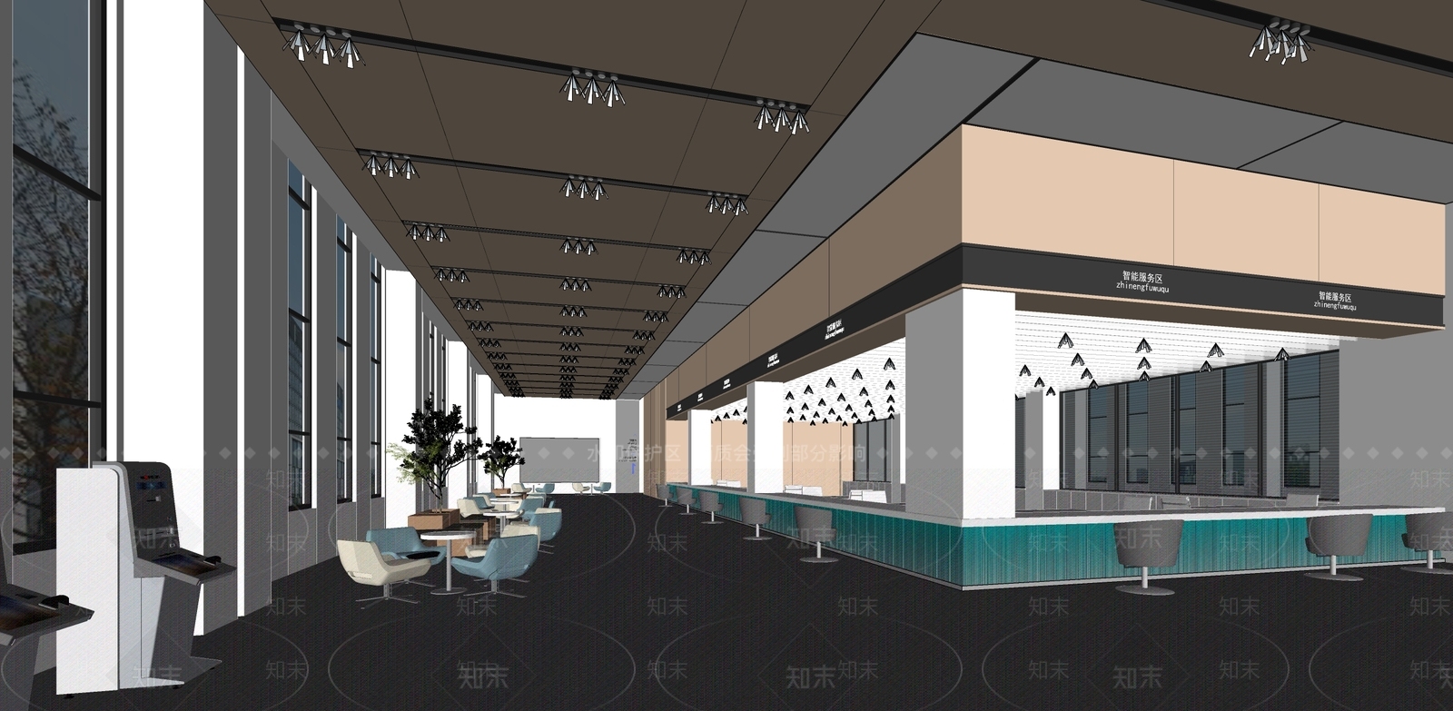 现代办事大厅SU模型下载【ID:1170384365】