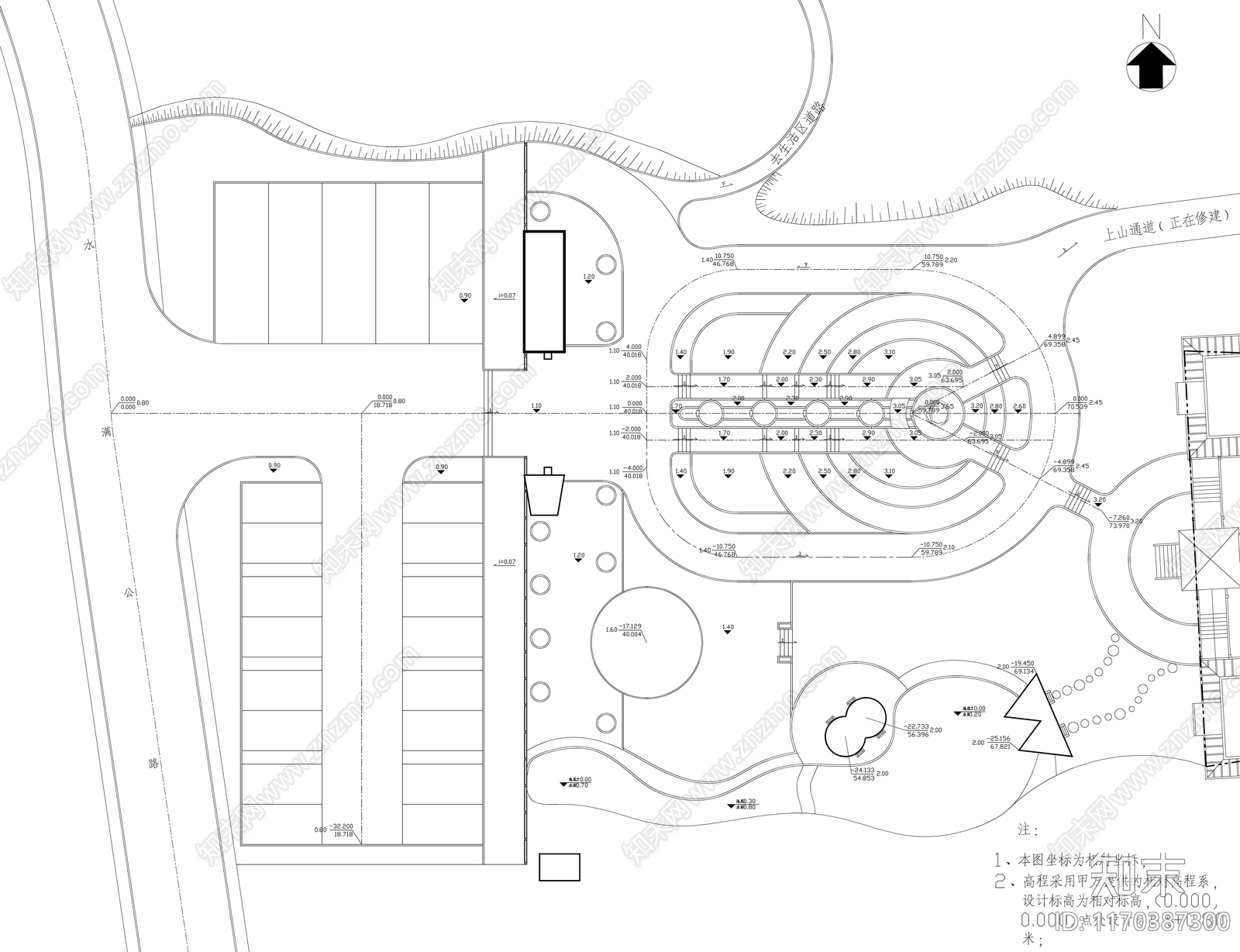 现代公园景观cad施工图下载【ID:1170387300】