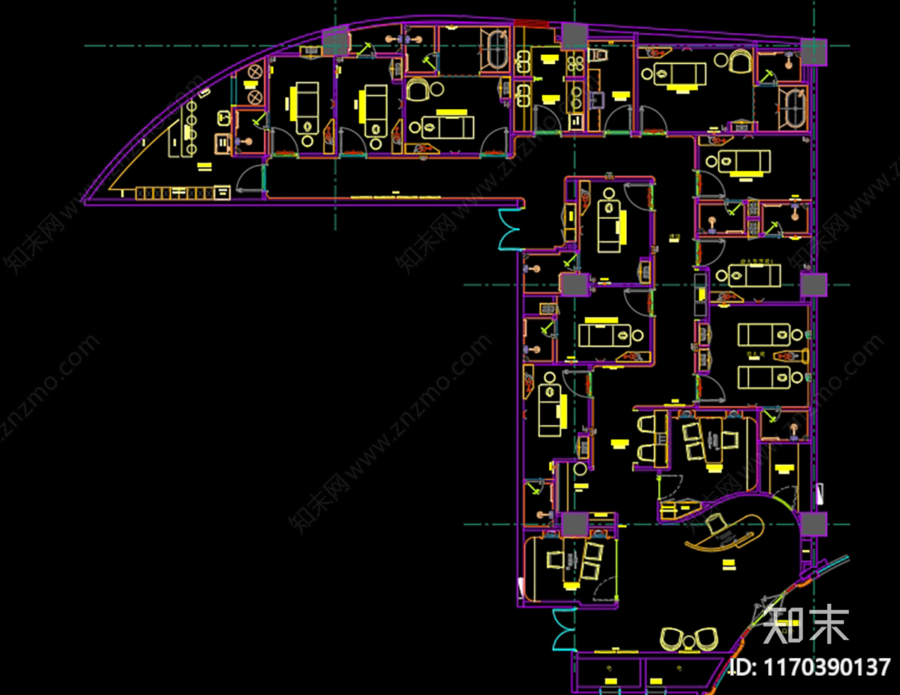 现代美容院cad施工图下载【ID:1170390137】