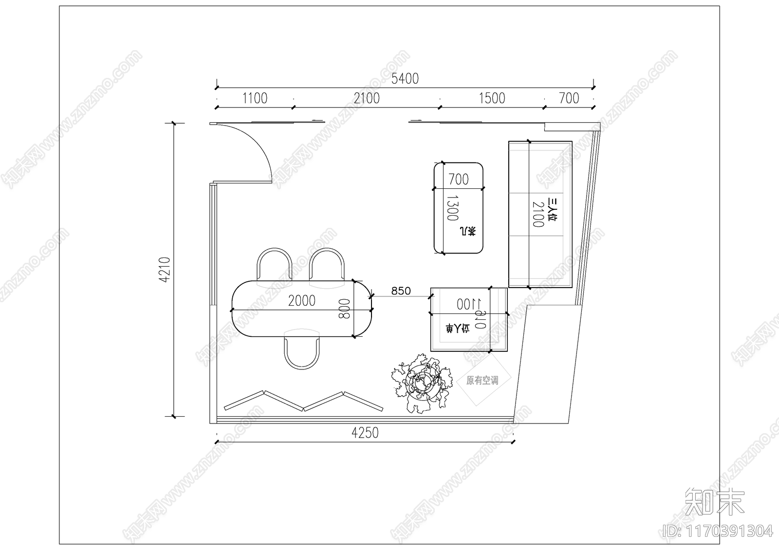 现代独立办公室cad施工图下载【ID:1170391304】