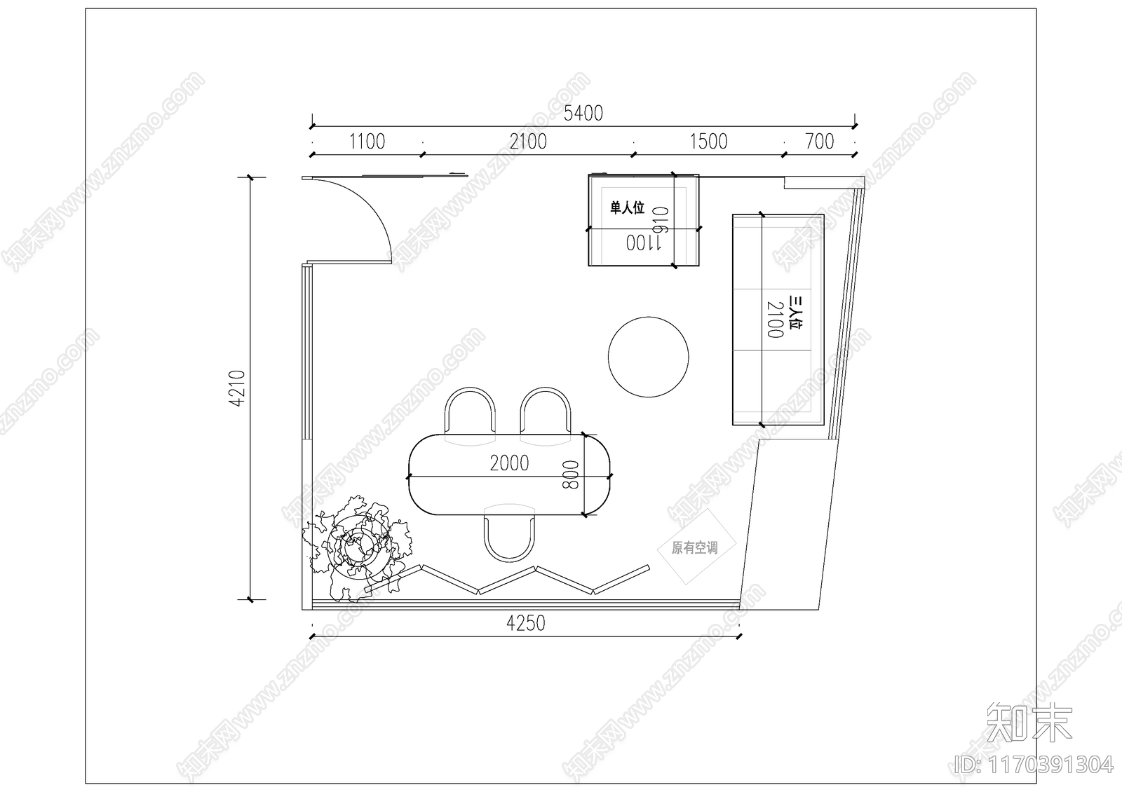 现代独立办公室cad施工图下载【ID:1170391304】