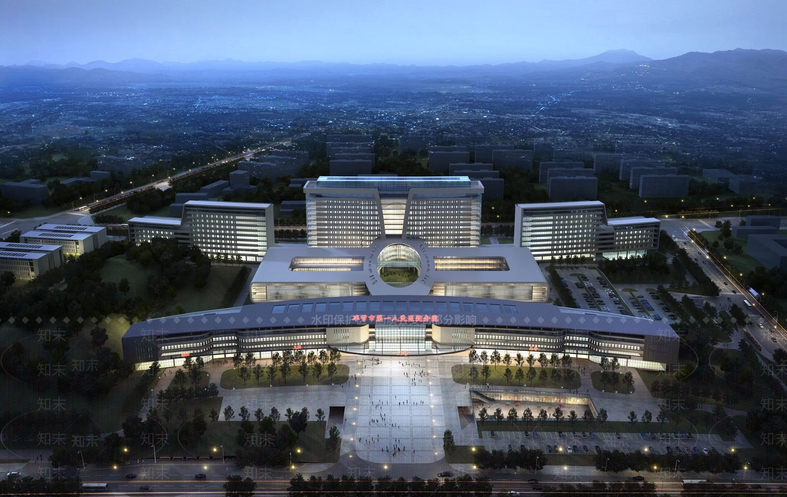 现代新中式医院建筑SU模型下载【ID:1170391765】