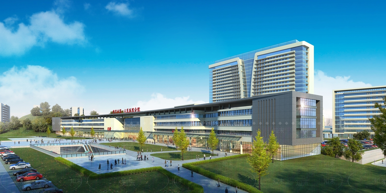 现代新中式医院建筑SU模型下载【ID:1170391765】