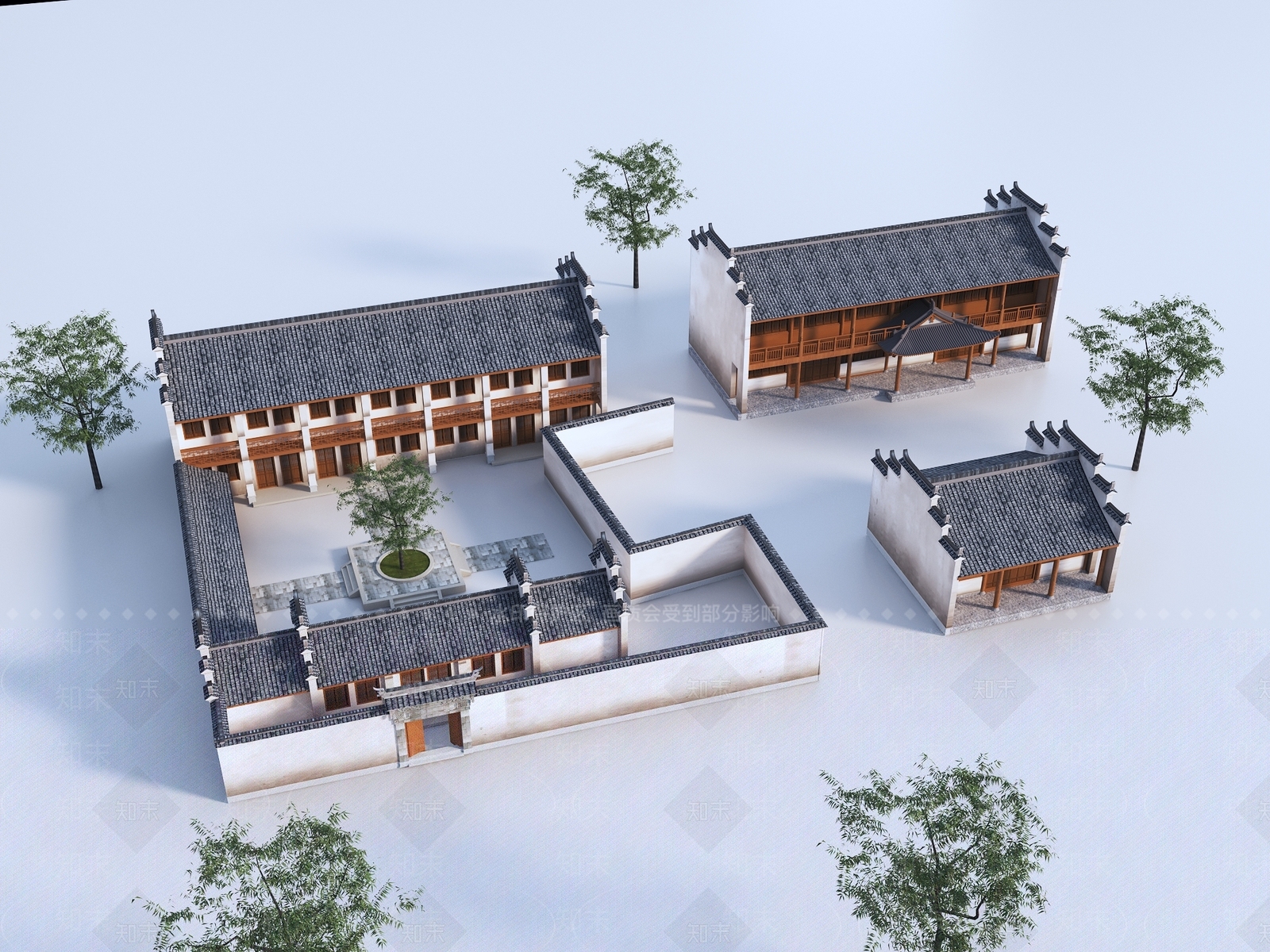 新中式中式古建3D模型下载【ID:1170396496】