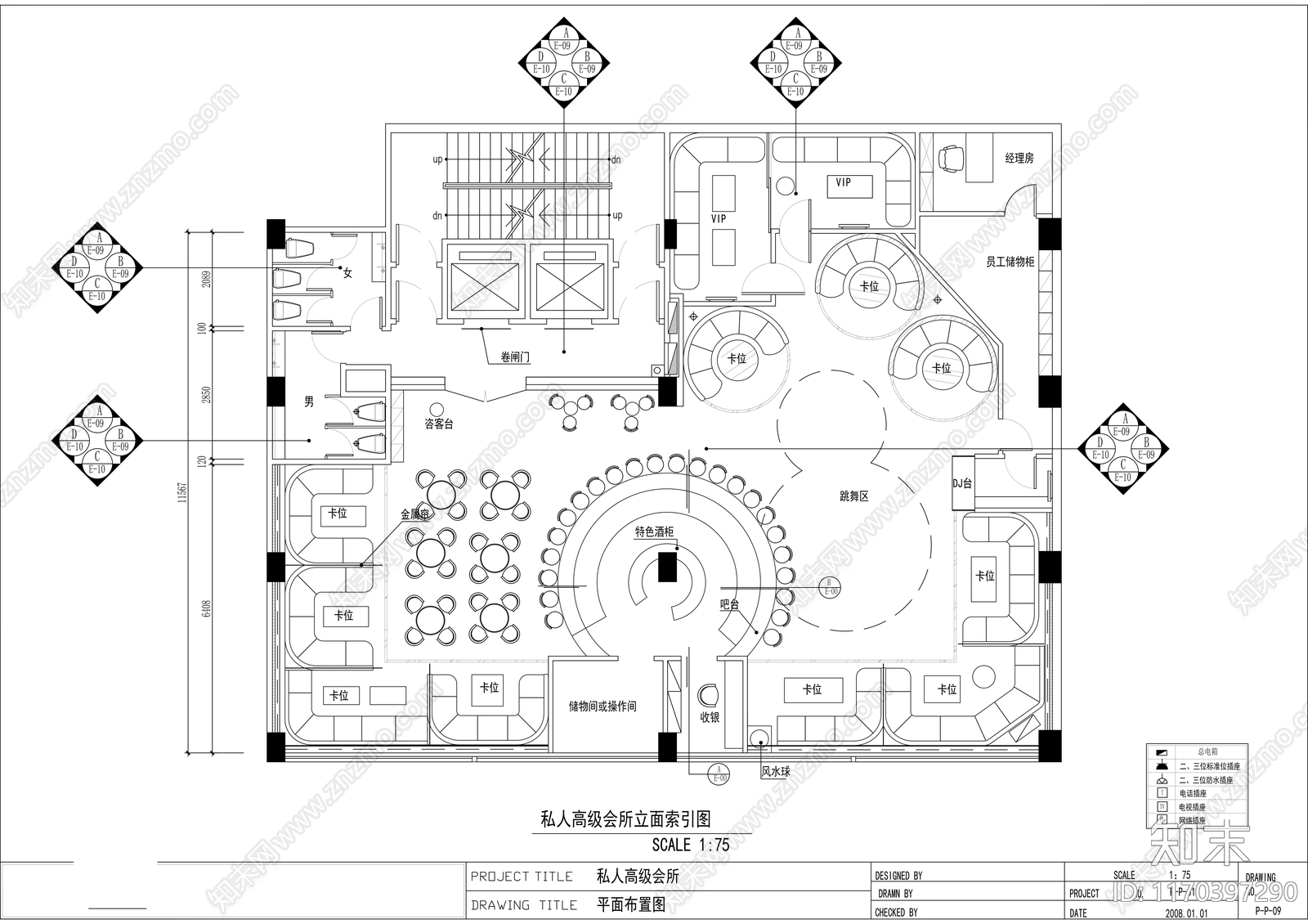 现代会所cad施工图下载【ID:1170397290】