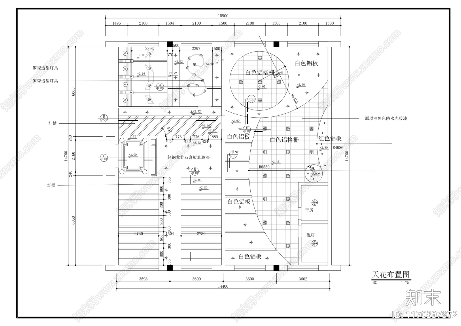 现代新中式会所cad施工图下载【ID:1170397972】