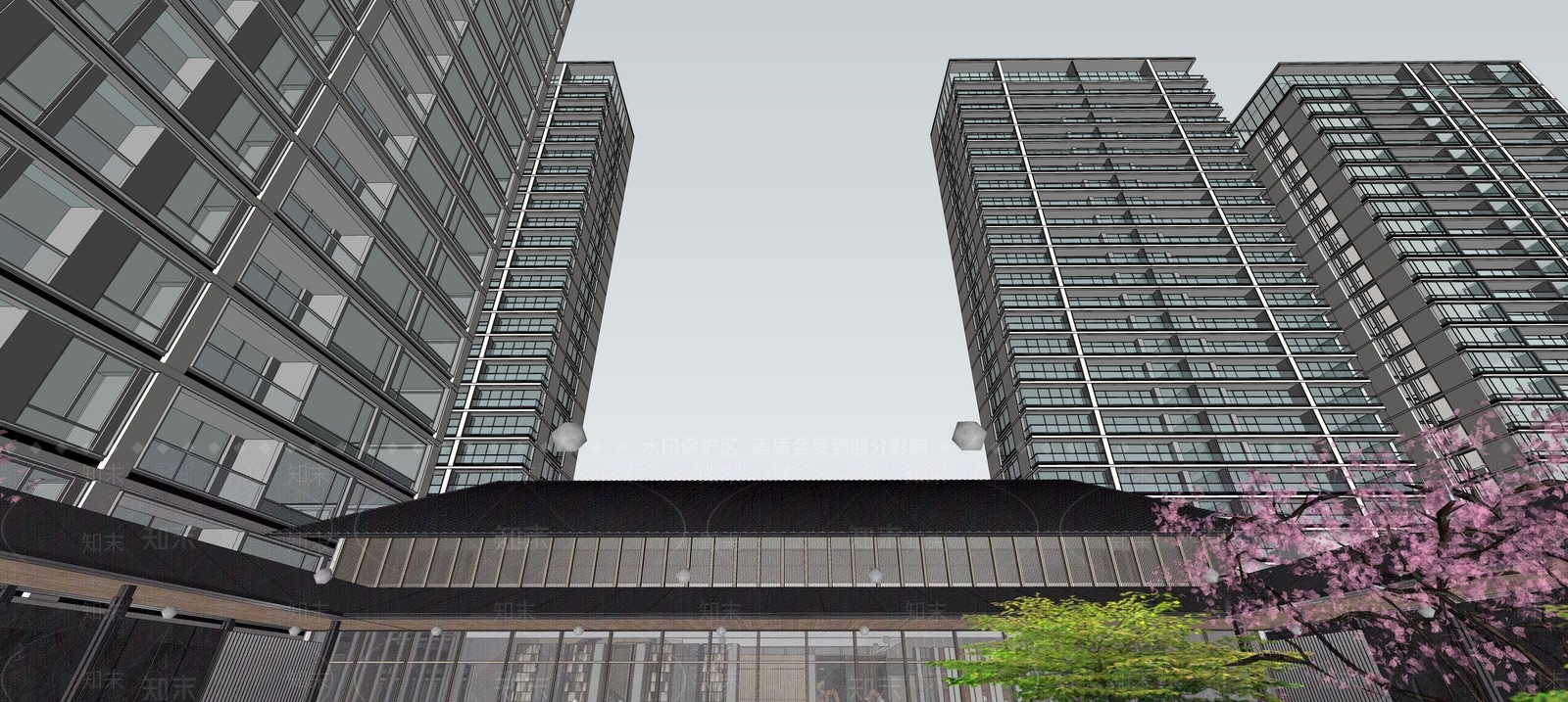 新中式高层住宅SU模型下载【ID:1170398273】