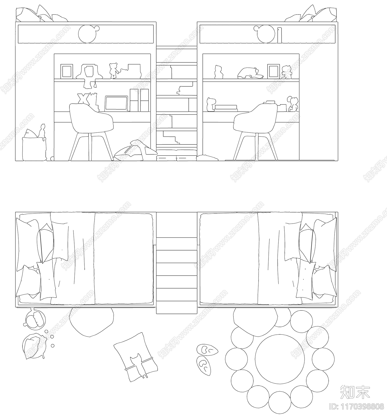 现代床cad施工图下载【ID:1170398808】