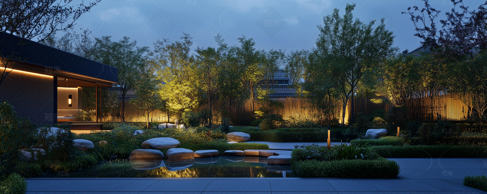 现代新中式小区外景贴图下载【ID:1170399937】