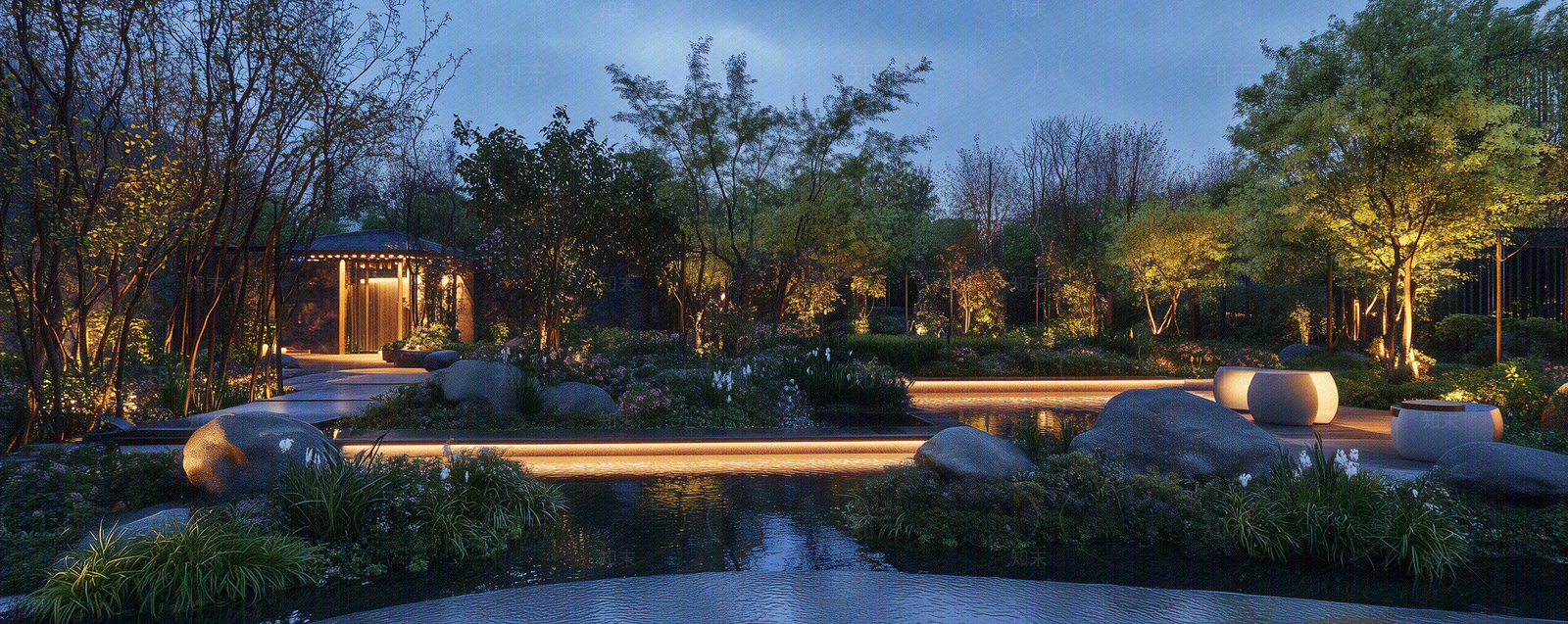 现代新中式小区外景贴图下载【ID:1170400020】