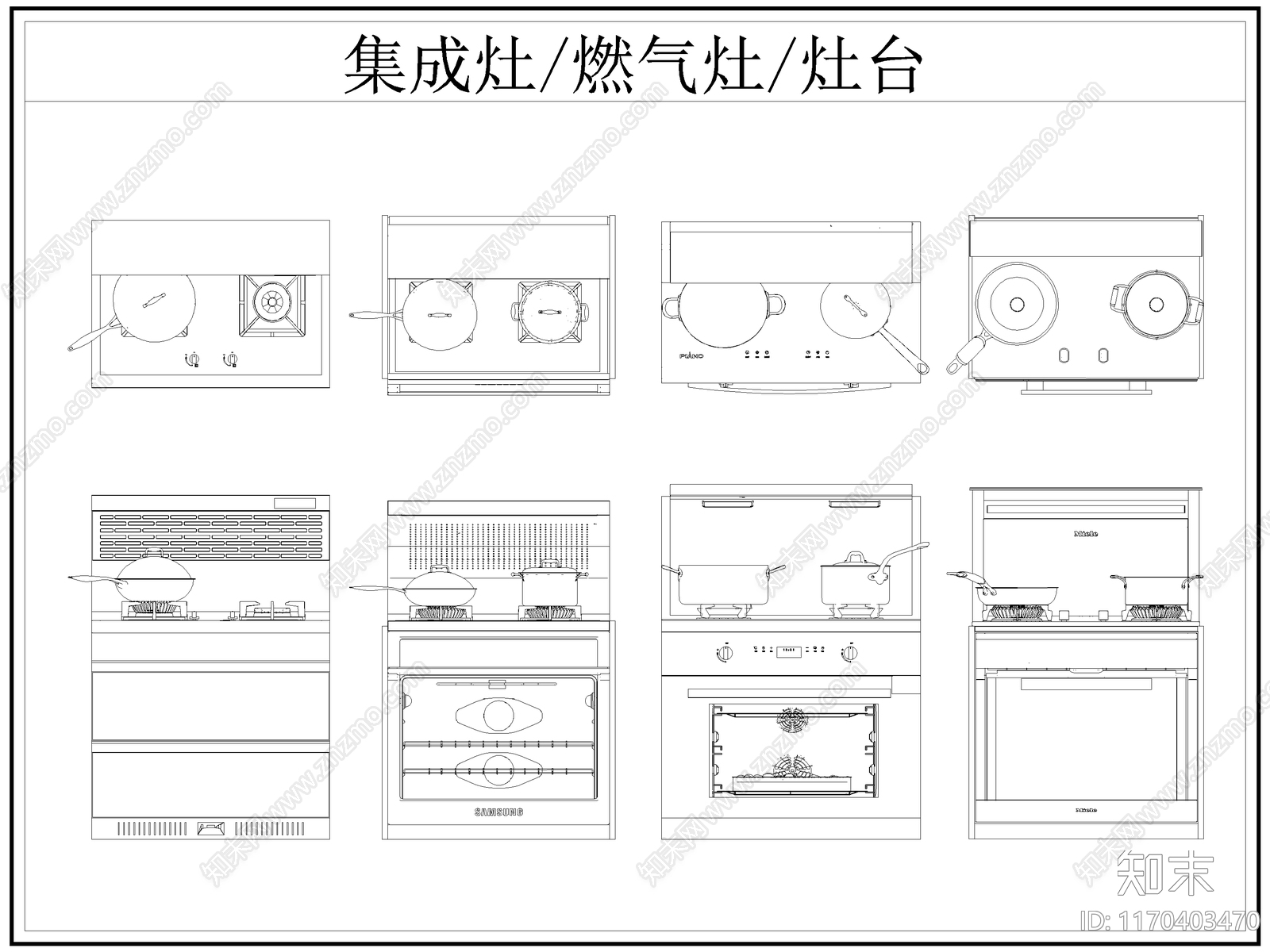 现代厨房设施施工图下载【ID:1170403470】