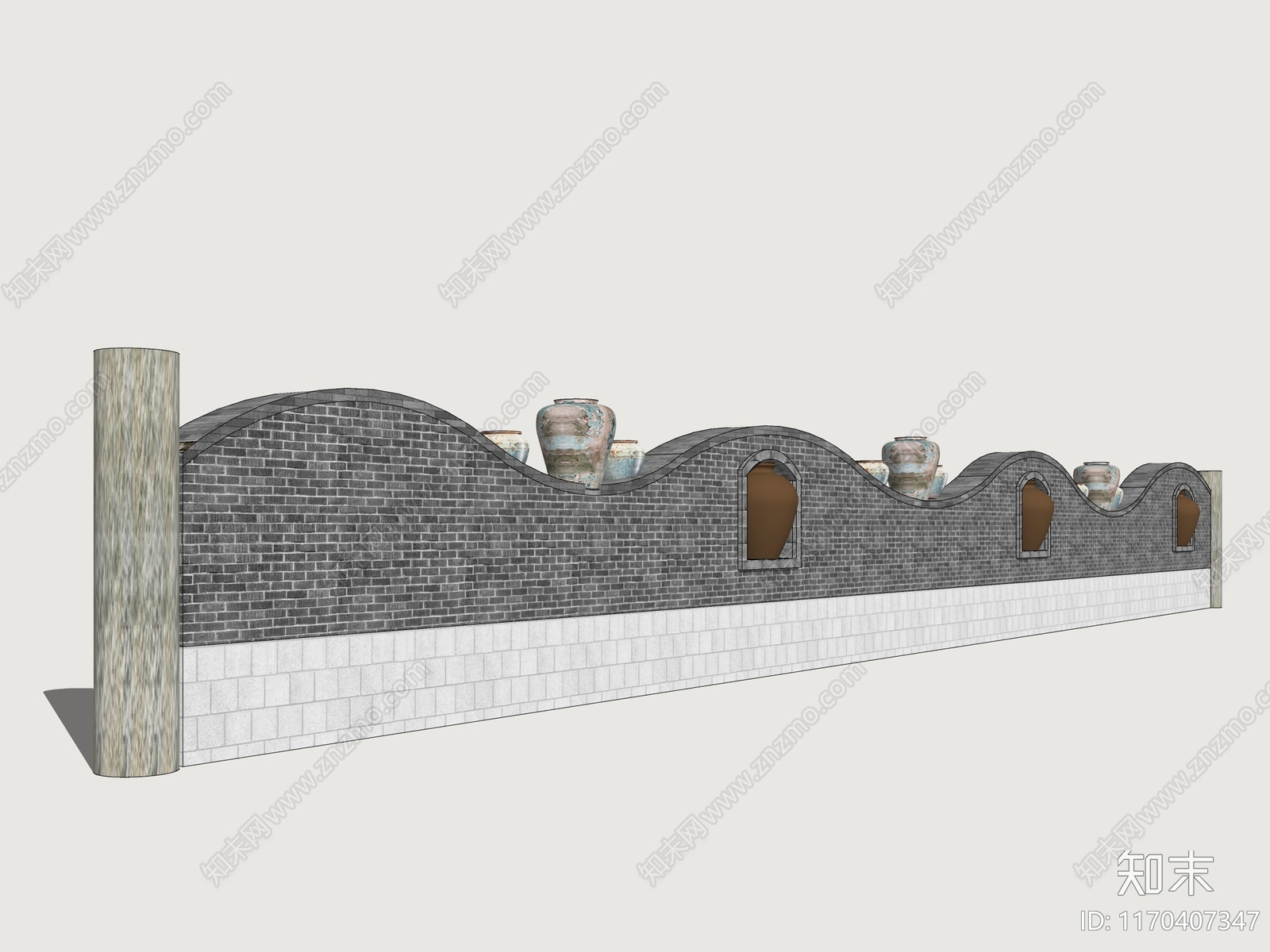 中式景墙SU模型下载【ID:1170407347】