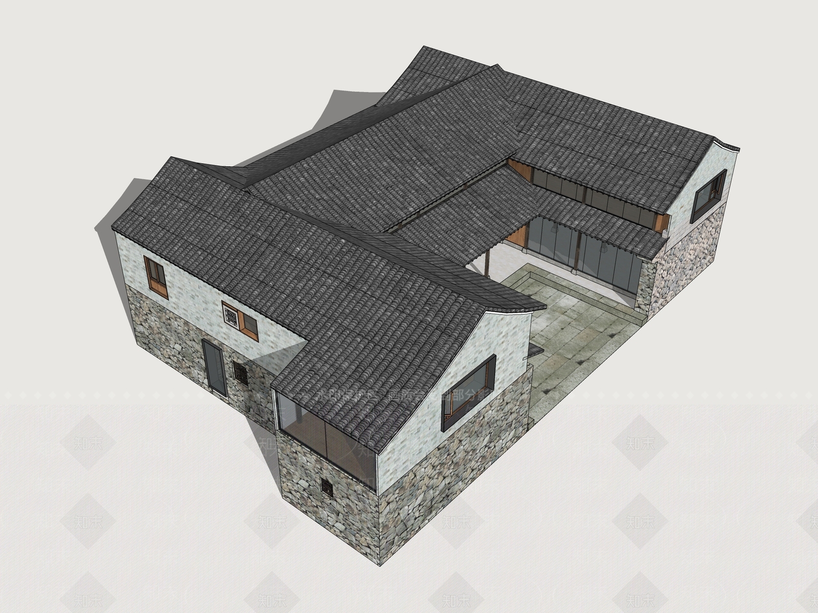 现代民宿建筑SU模型下载【ID:1170408912】